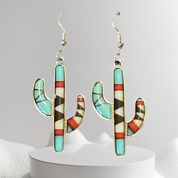 #227 | Southwest Saguaro Cactus Dangle Earrings - Picture 2 of 5